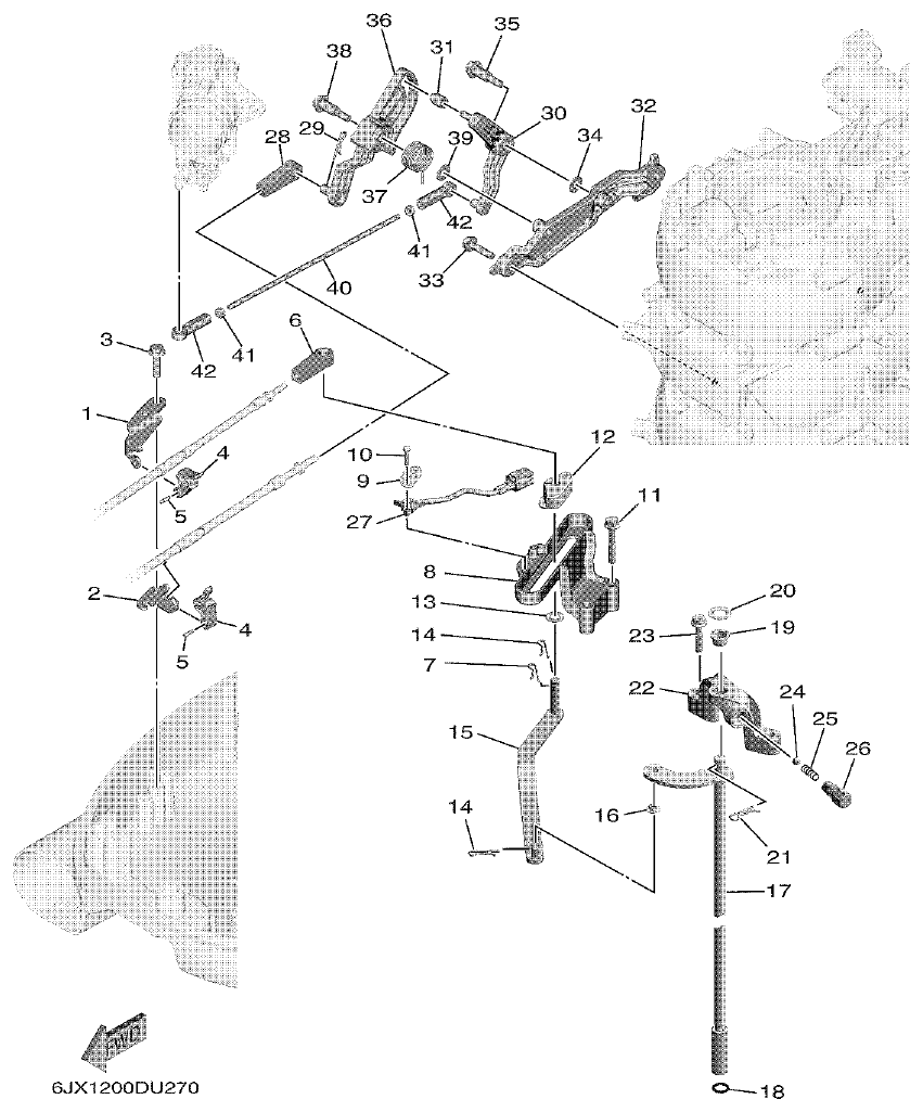 Yamaha F75F, F100G CONTROL parts diagram